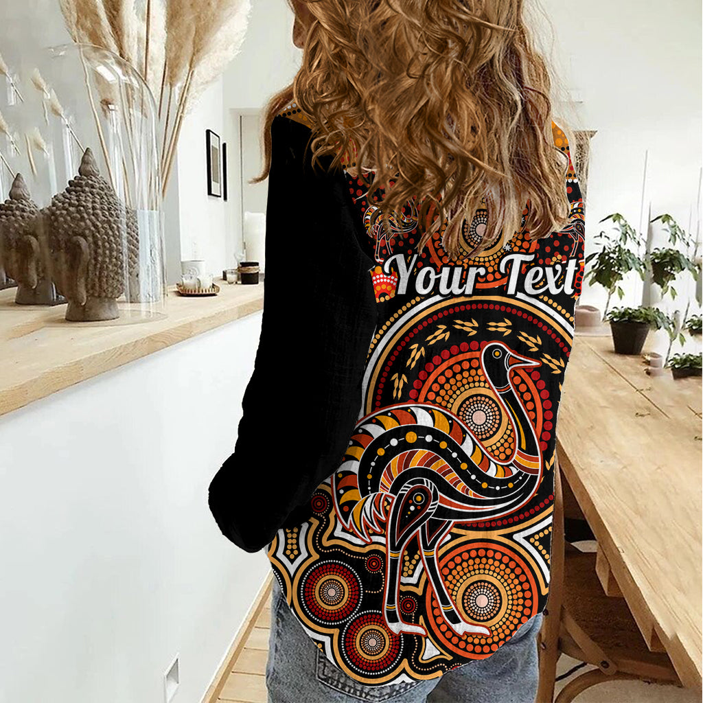 Personalised Australian Astrology Women Casual Shirt Aboriginal Emu Zodiac Sign LT14