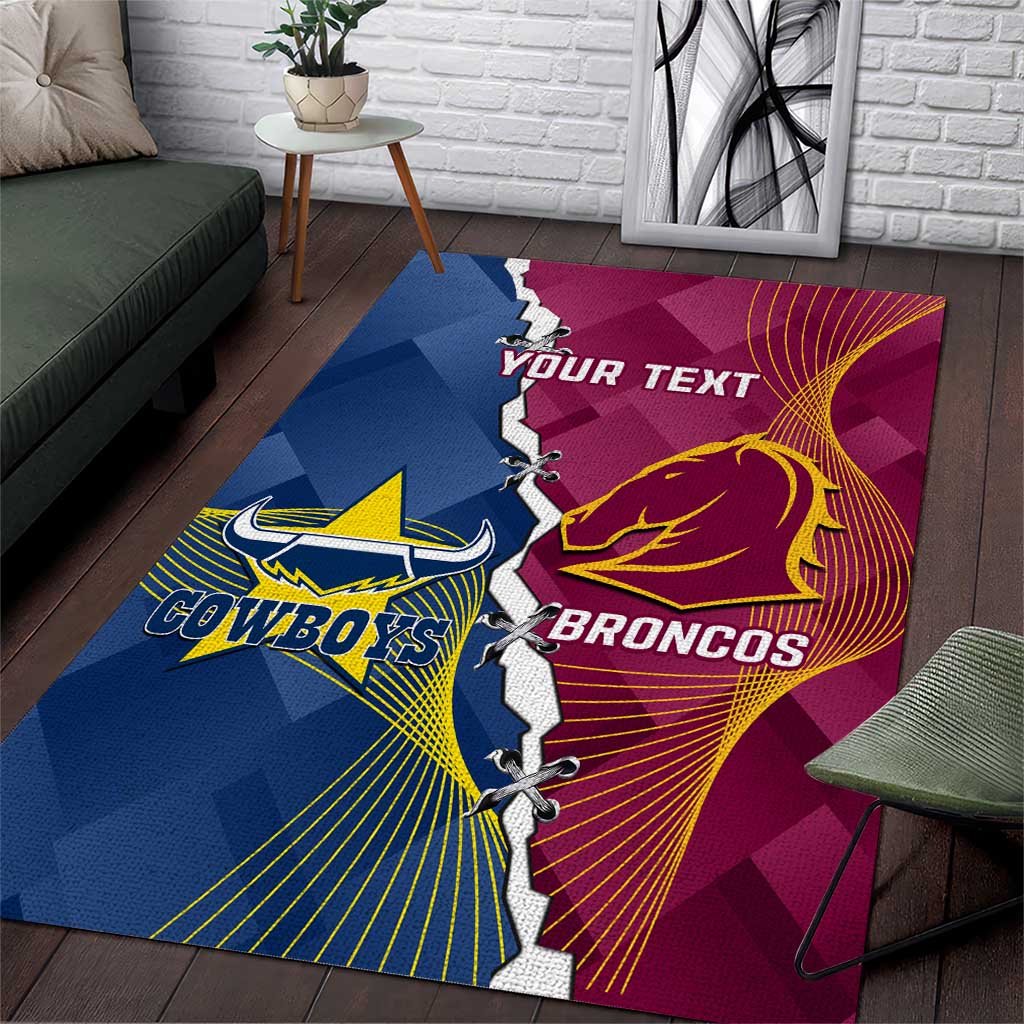 Custom Cowboys And Broncos Rugby Area Rug Dynamic Style