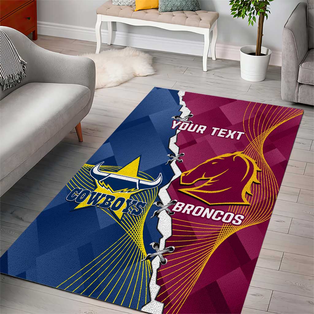 Custom Cowboys And Broncos Rugby Area Rug Dynamic Style