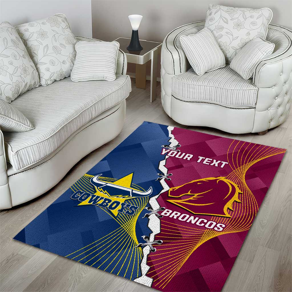 Custom Cowboys And Broncos Rugby Area Rug Dynamic Style