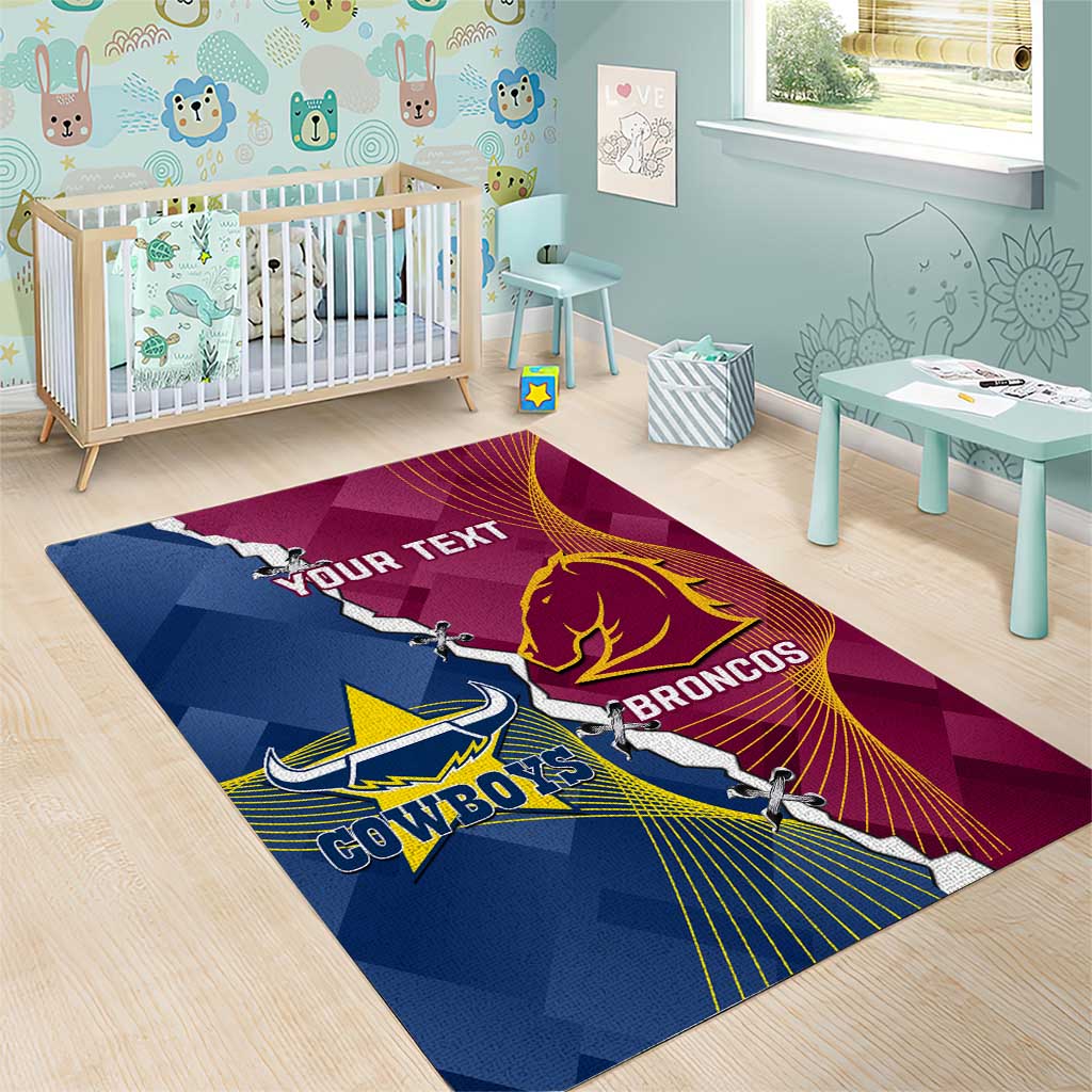 Custom Cowboys And Broncos Rugby Area Rug Dynamic Style