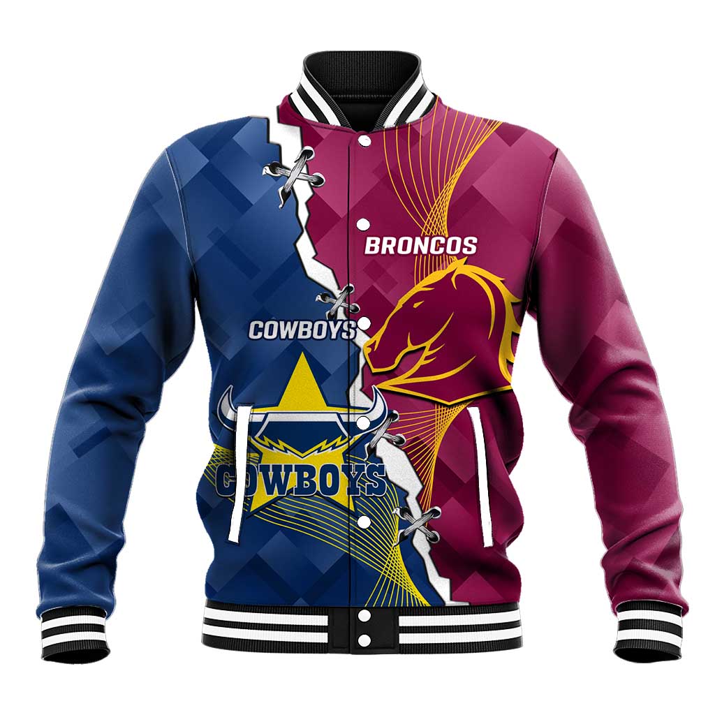 Custom Cowboys And Broncos Rugby Baseball Jacket Dynamic Style