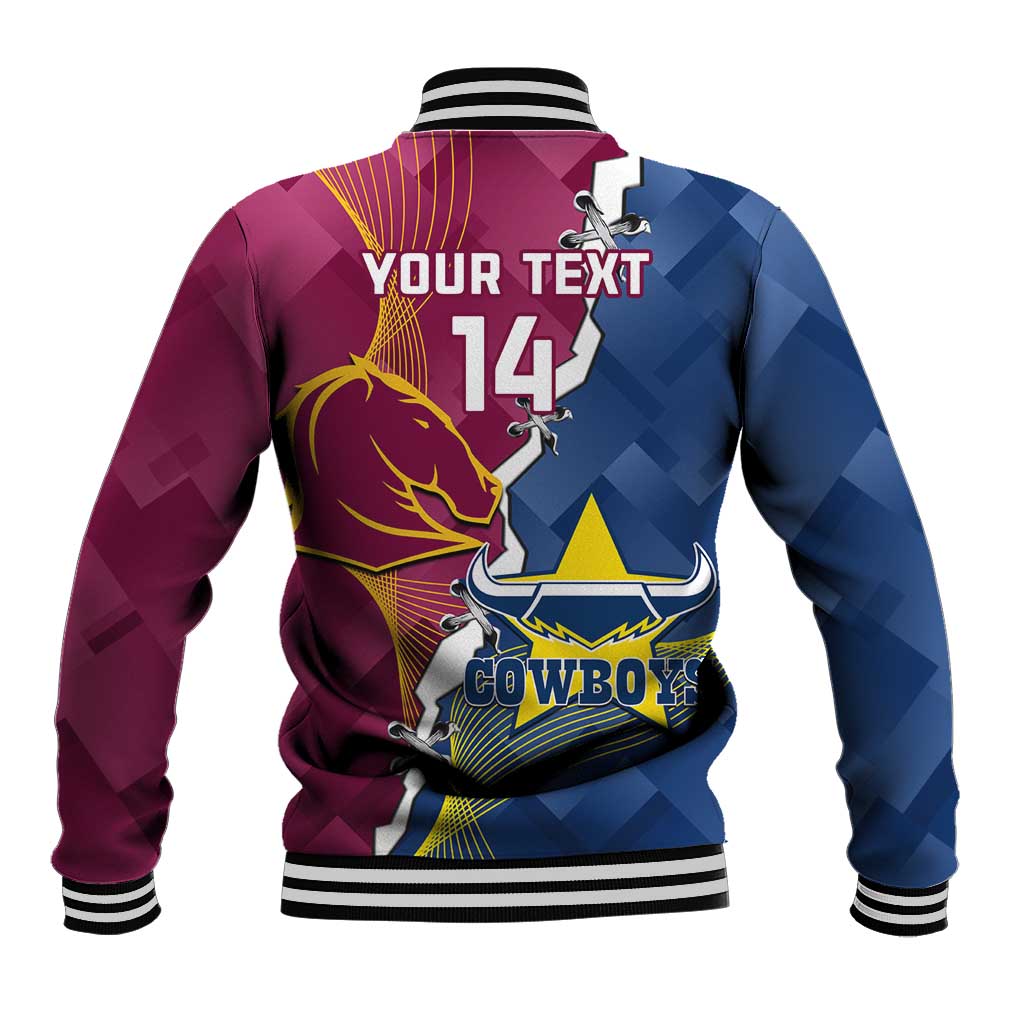 Custom Cowboys And Broncos Rugby Baseball Jacket Dynamic Style