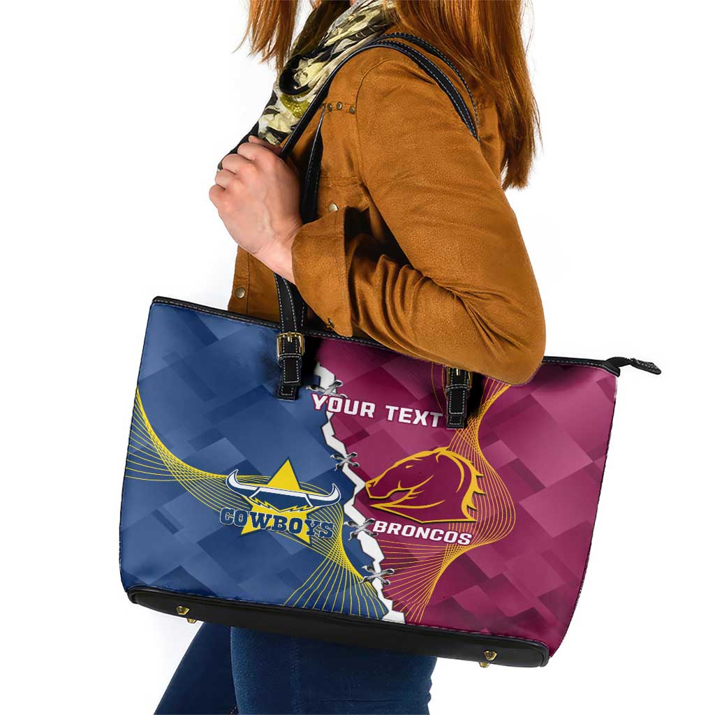 Custom Cowboys And Broncos Rugby Leather Tote Bag Dynamic Style