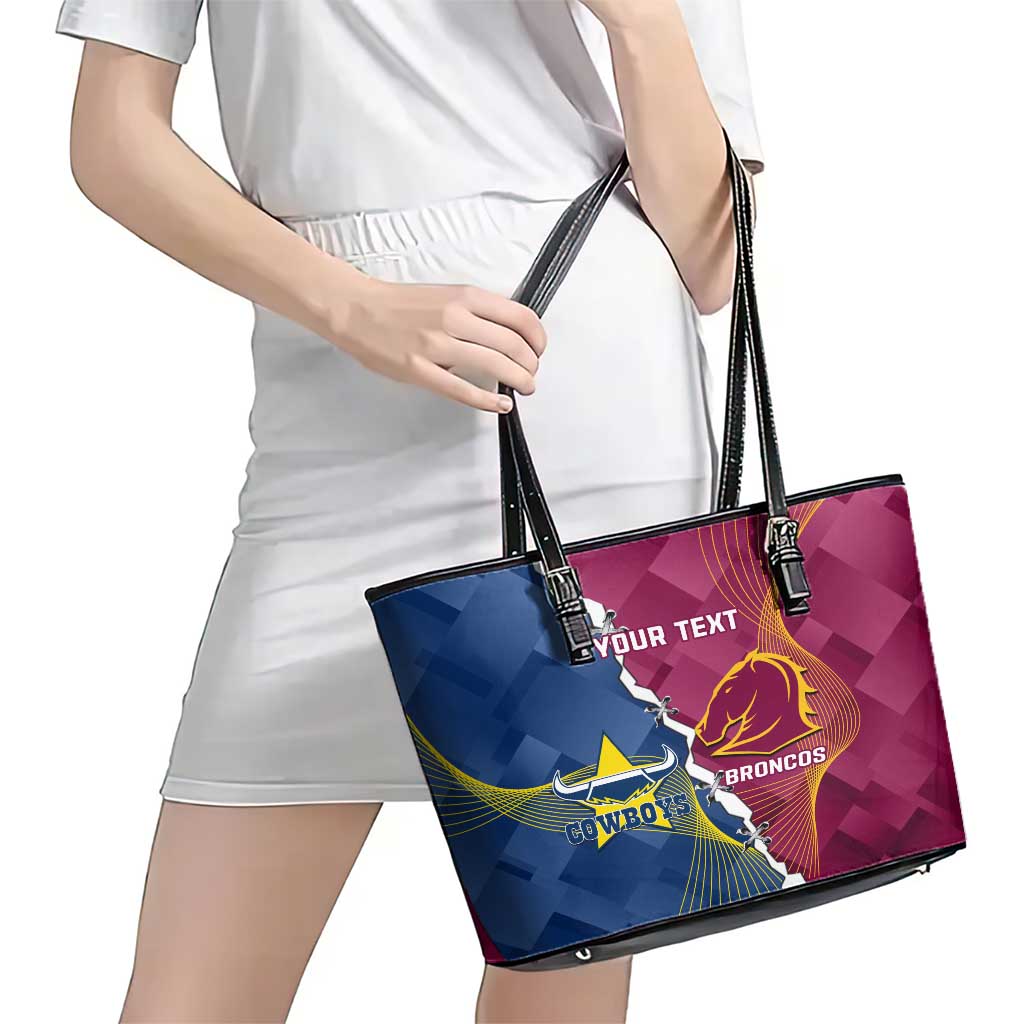 Custom Cowboys And Broncos Rugby Leather Tote Bag Dynamic Style