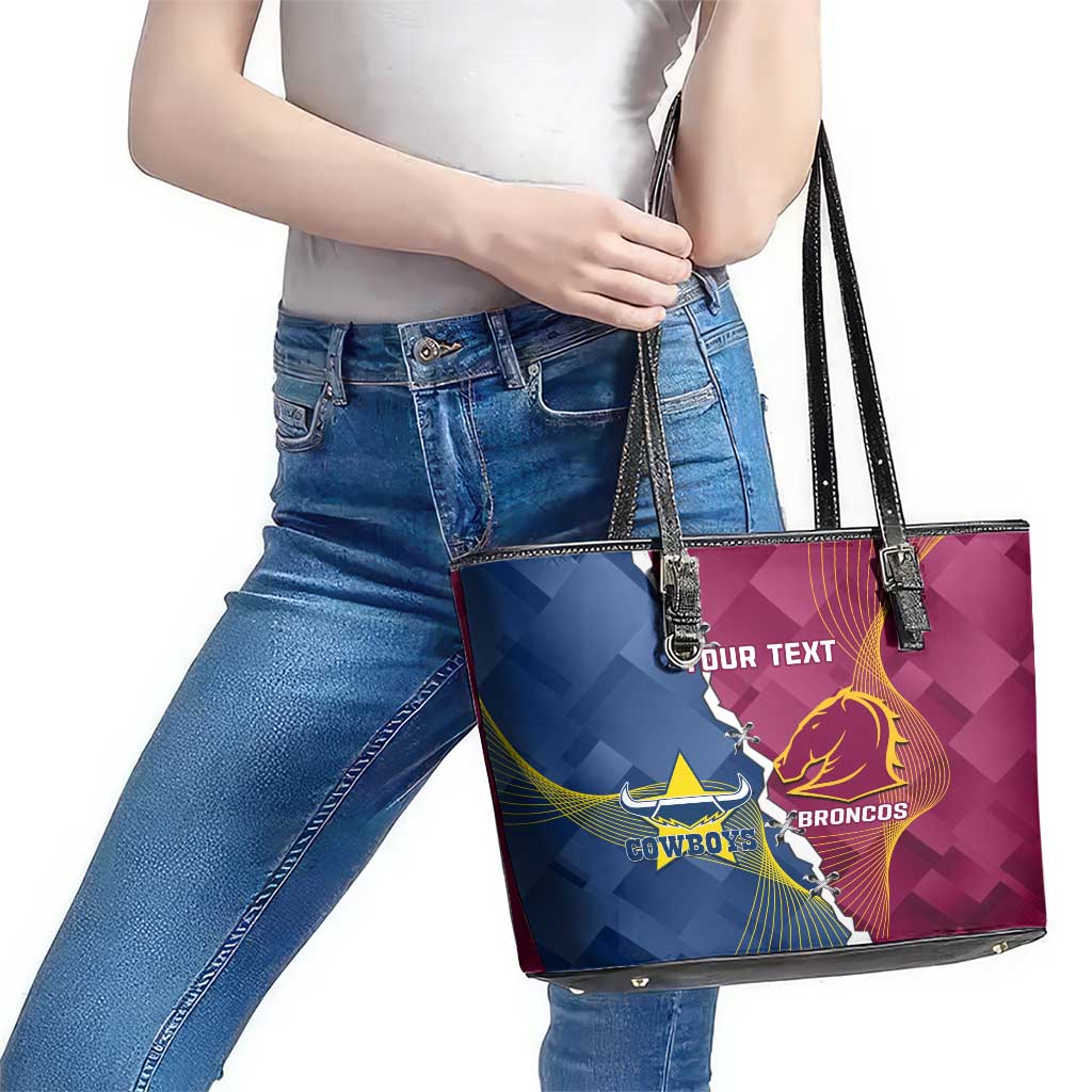 Custom Cowboys And Broncos Rugby Leather Tote Bag Dynamic Style