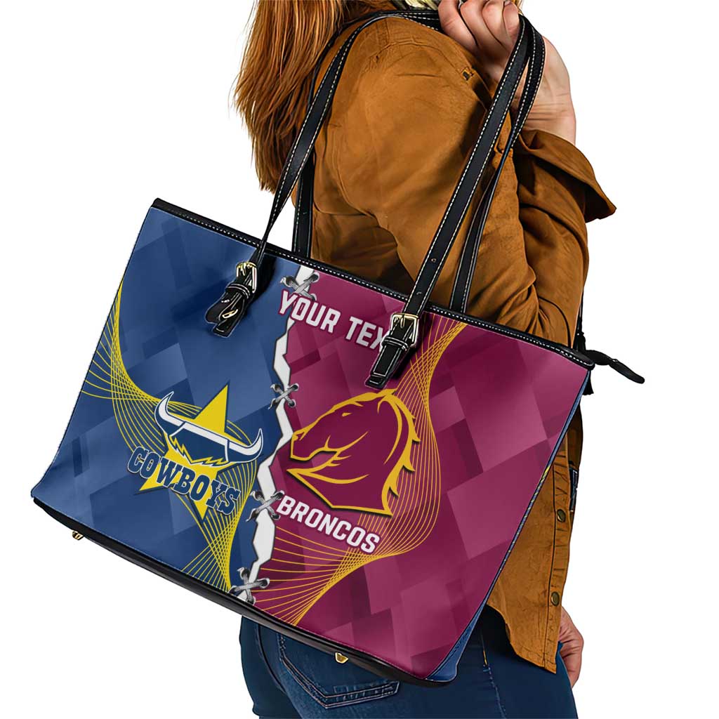 Custom Cowboys And Broncos Rugby Leather Tote Bag Dynamic Style