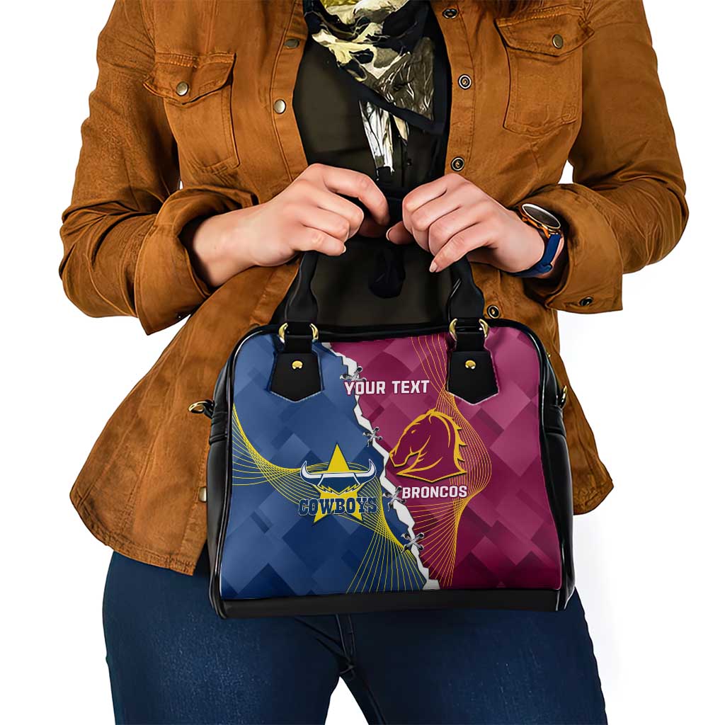 Custom Cowboys And Broncos Rugby Shoulder Handbag Dynamic Style