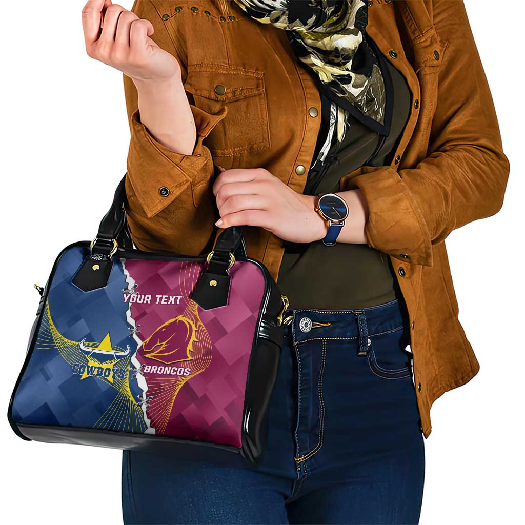 Custom Cowboys And Broncos Rugby Shoulder Handbag Dynamic Style