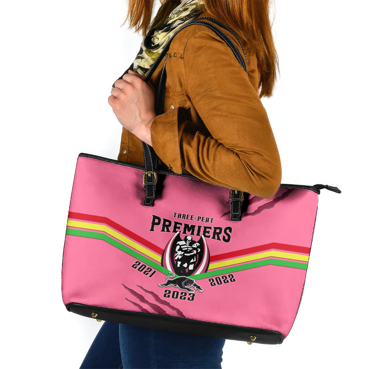 nrl-panthers-leather-tote-bag-premiers-2023-three-peat-proud-of-our-boys-pink