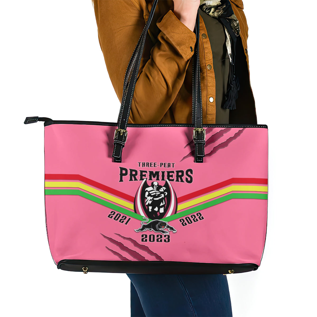 nrl-panthers-leather-tote-bag-premiers-2023-three-peat-proud-of-our-boys-pink