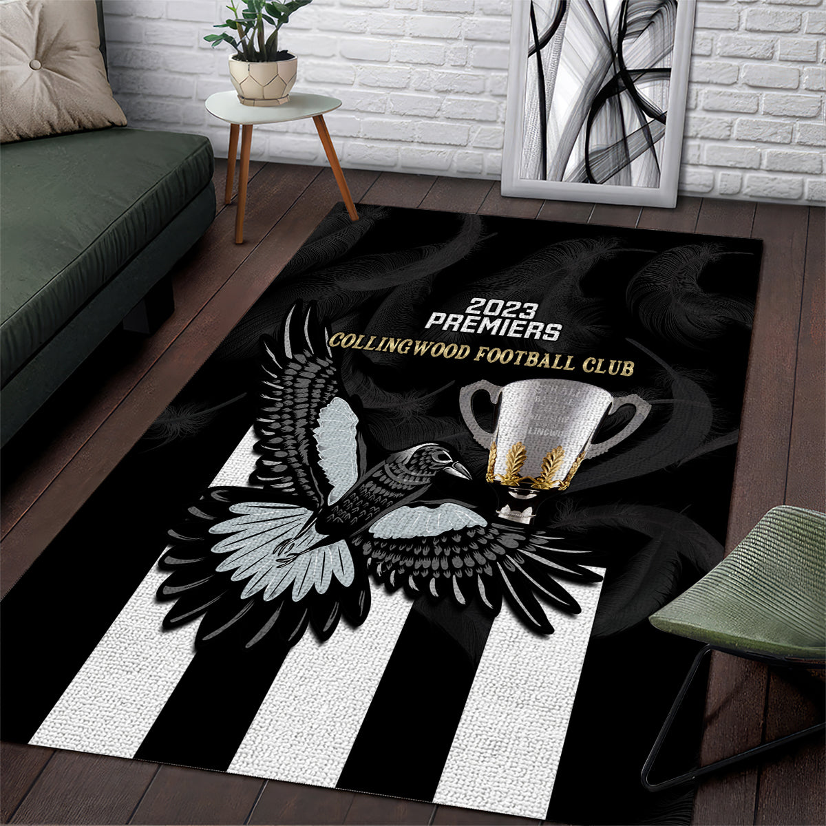 afl-collingwood-area-rug-magpies-premiers-2023-with-trophy-proud