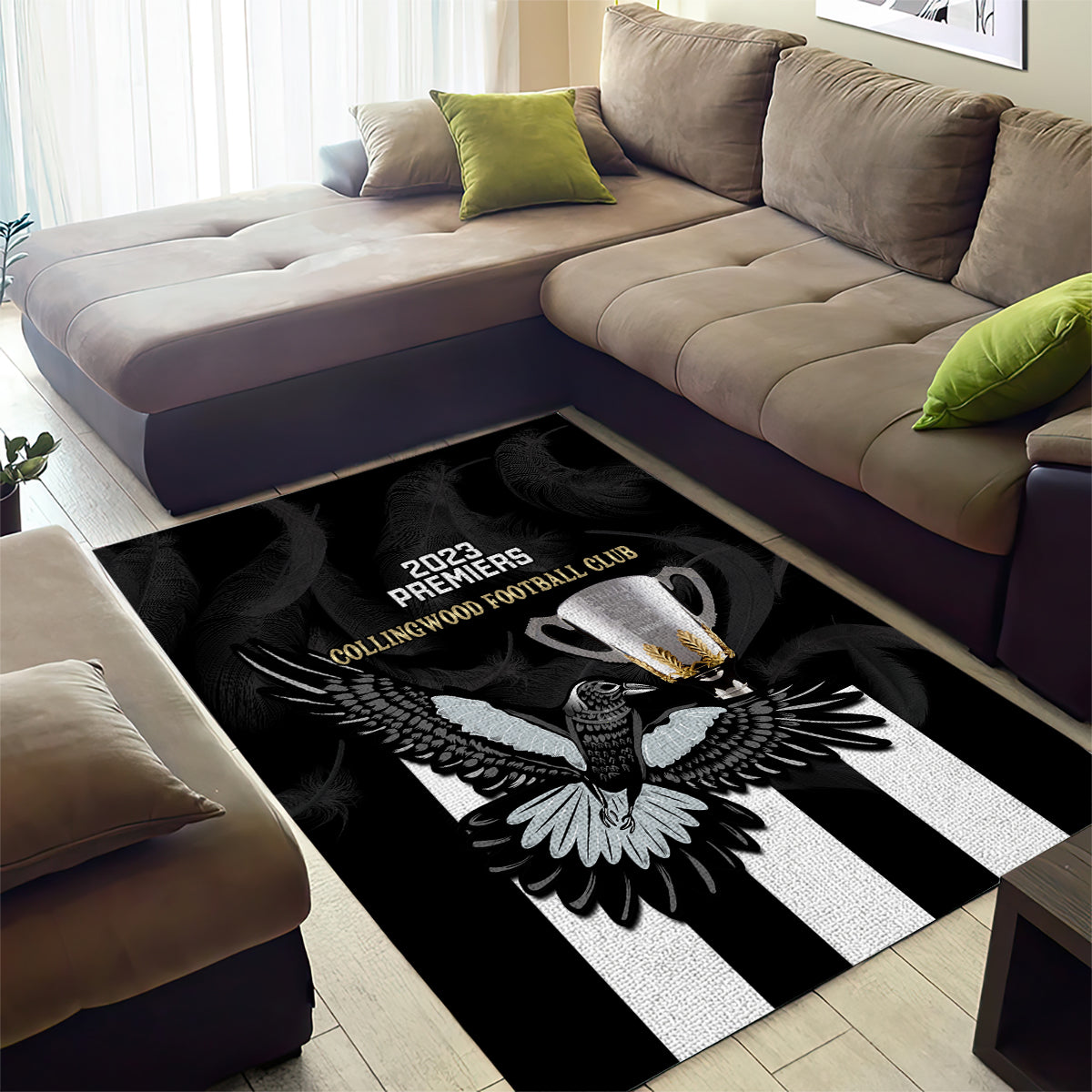 afl-collingwood-area-rug-magpies-premiers-2023-with-trophy-proud