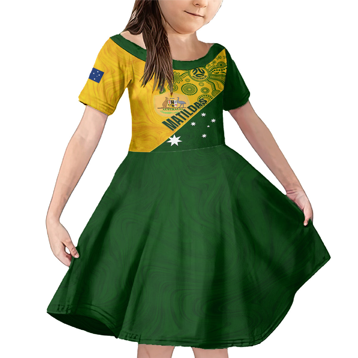 matildas-soccer-family-matching-mermaid-dress-and-hawaiian-shirt-australian-indigenous-national-color