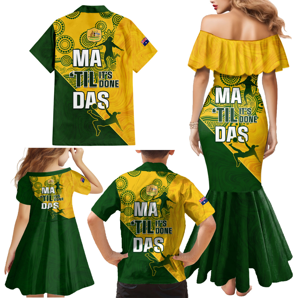 matildas-soccer-family-matching-mermaid-dress-and-hawaiian-shirt-australian-indigenous-national-color