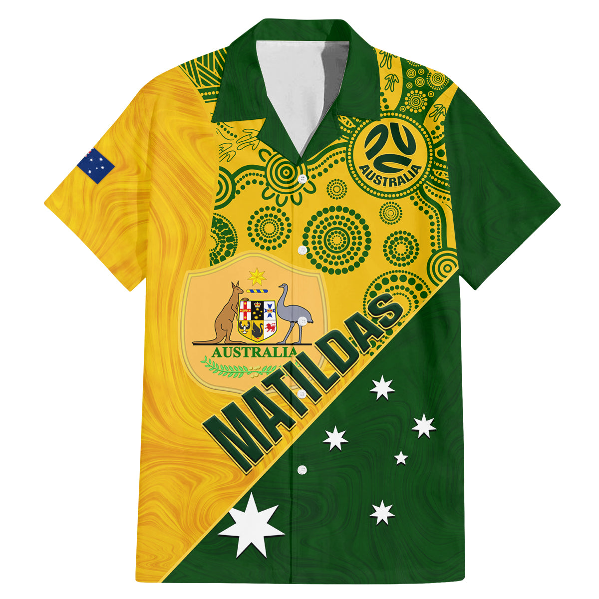 matildas-soccer-family-matching-mermaid-dress-and-hawaiian-shirt-australian-indigenous-national-color