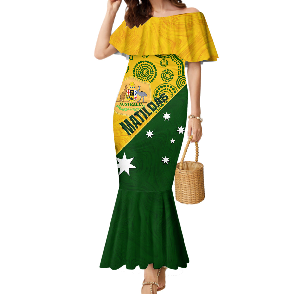 matildas-soccer-family-matching-mermaid-dress-and-hawaiian-shirt-australian-indigenous-national-color