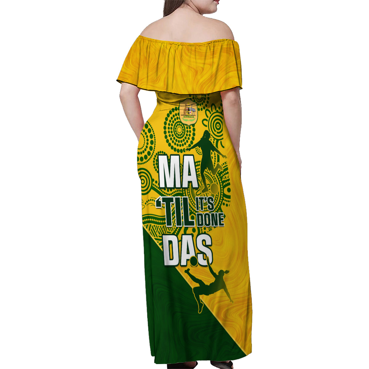 matildas-soccer-family-matching-off-shoulder-maxi-dress-and-hawaiian-shirt-australian-indigenous-national-color