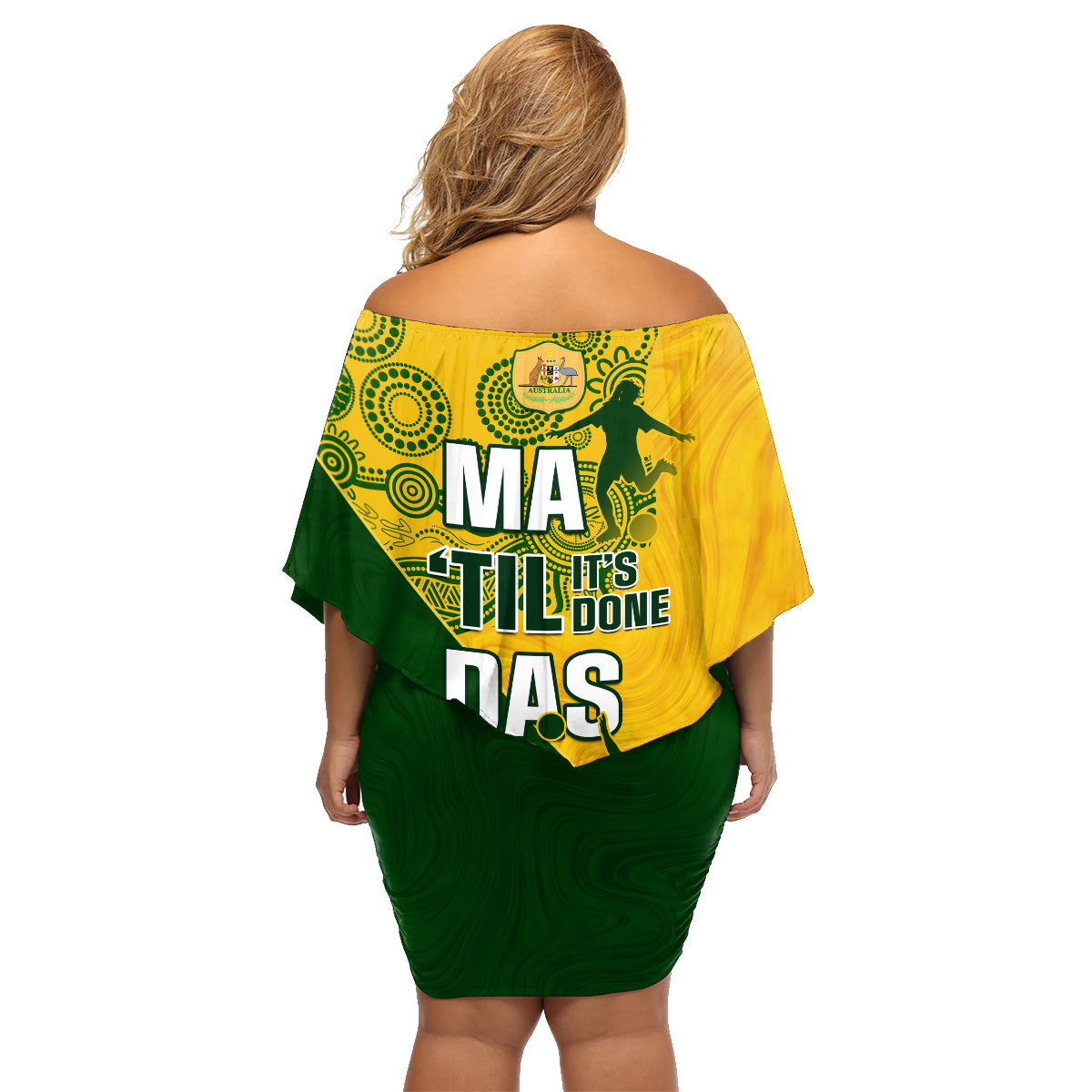 matildas-soccer-family-matching-off-shoulder-short-dress-and-hawaiian-shirt-australian-indigenous-national-color