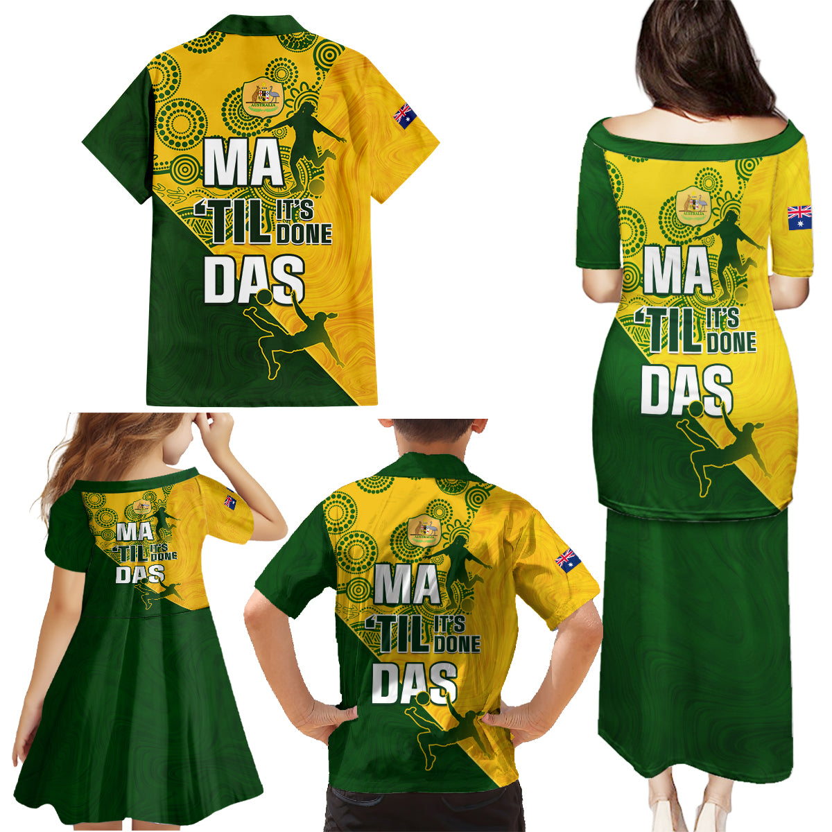 matildas-soccer-family-matching-puletasi-dress-and-hawaiian-shirt-australian-indigenous-national-color