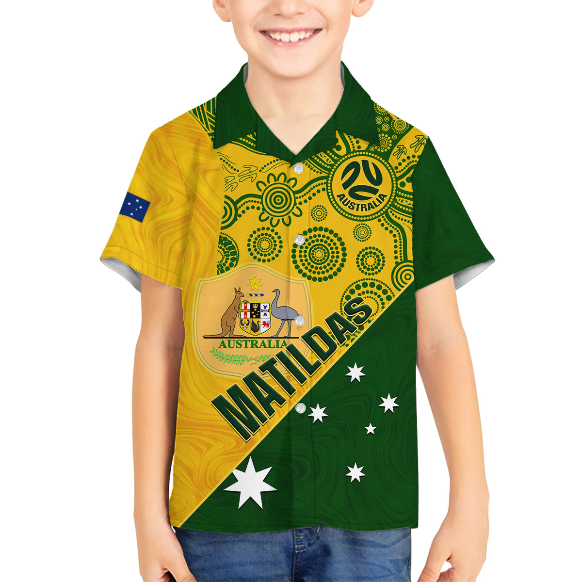 matildas-soccer-family-matching-puletasi-dress-and-hawaiian-shirt-australian-indigenous-national-color