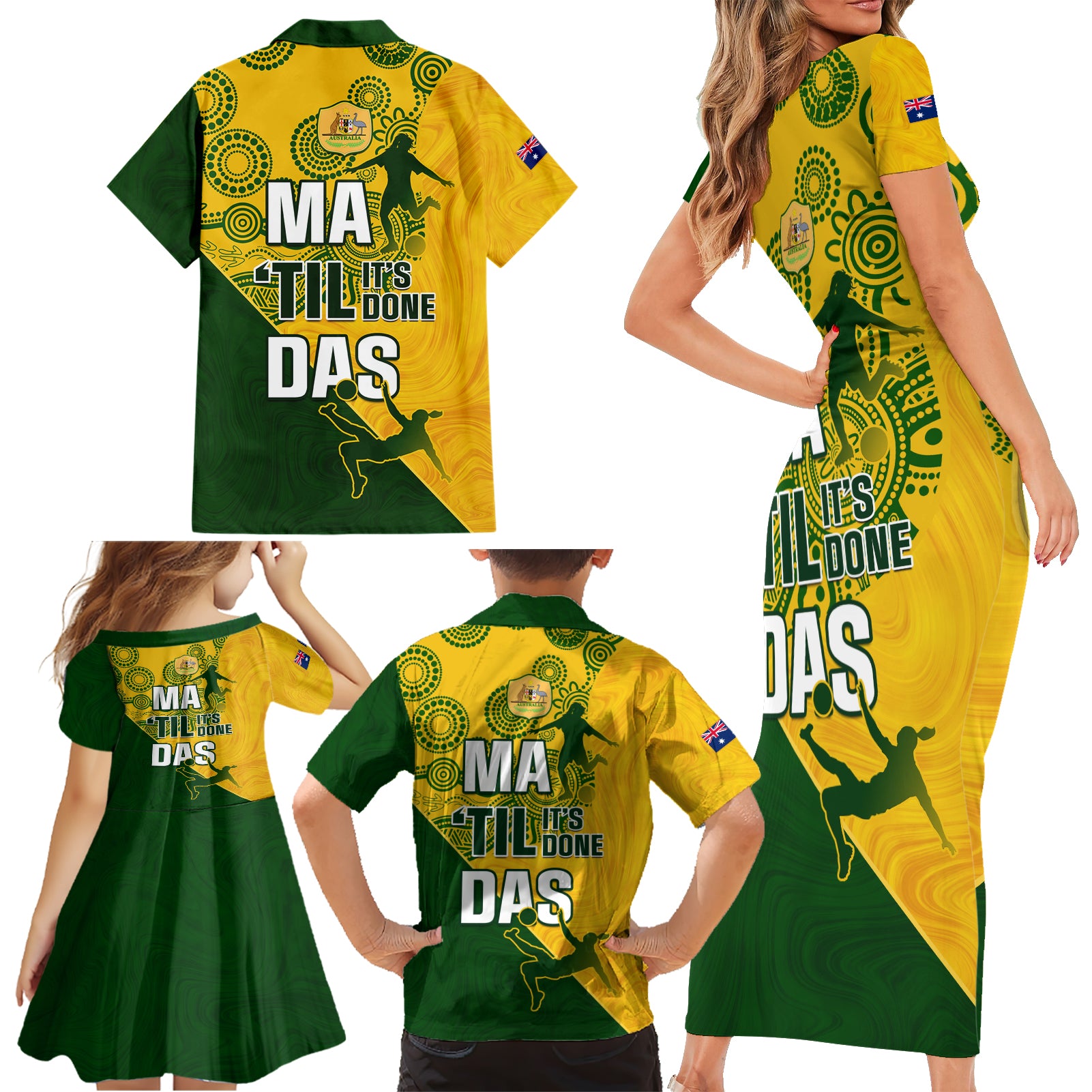 matildas-soccer-family-matching-short-sleeve-bodycon-dress-and-hawaiian-shirt-australian-indigenous-national-color