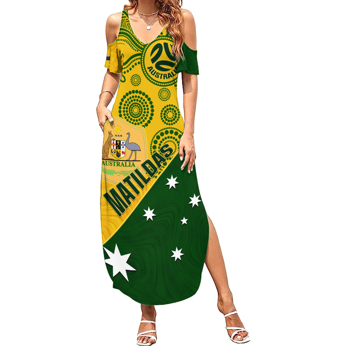 matildas-soccer-family-matching-summer-maxi-dress-and-hawaiian-shirt-australian-indigenous-national-color