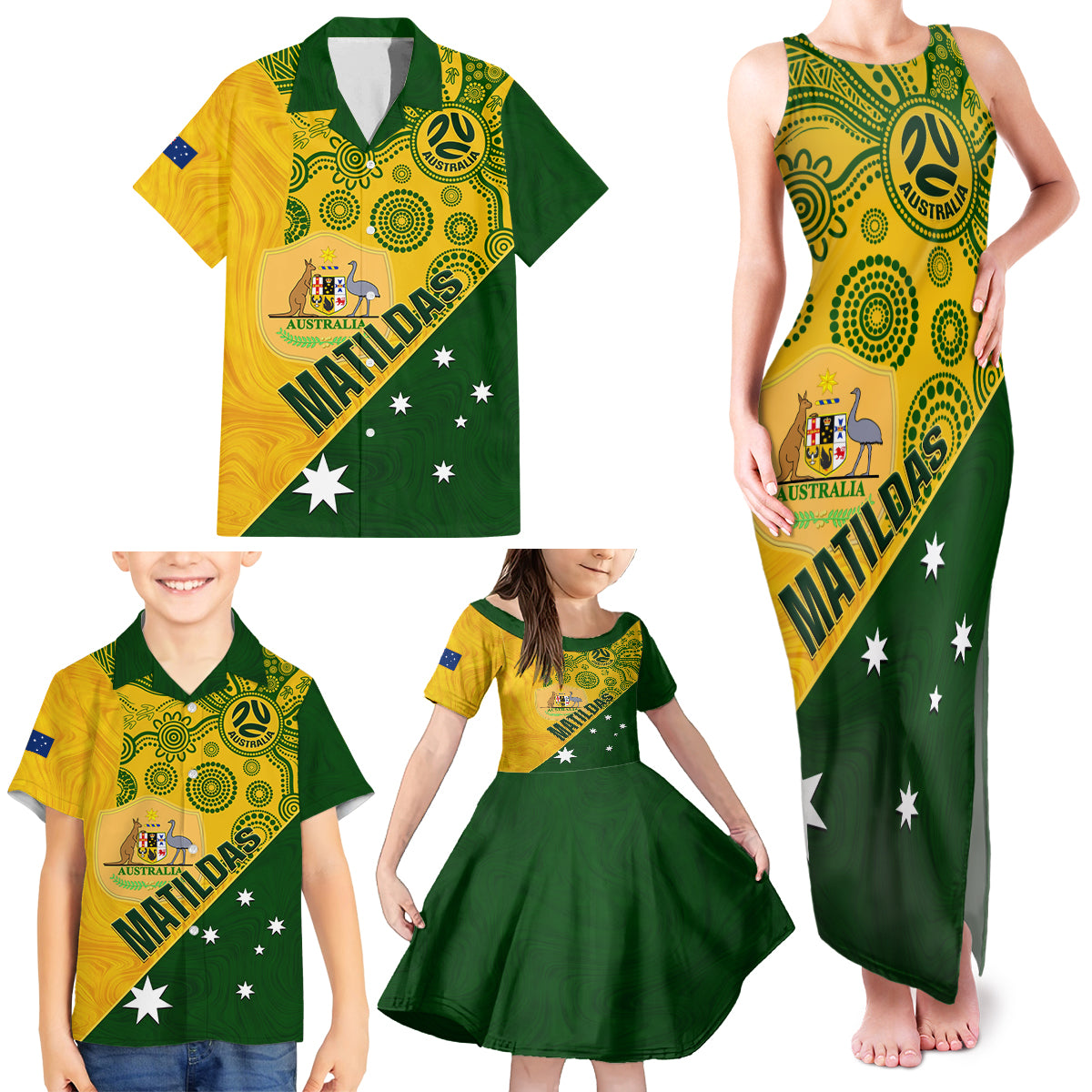 matildas-soccer-family-matching-tank-maxi-dress-and-hawaiian-shirt-australian-indigenous-national-color