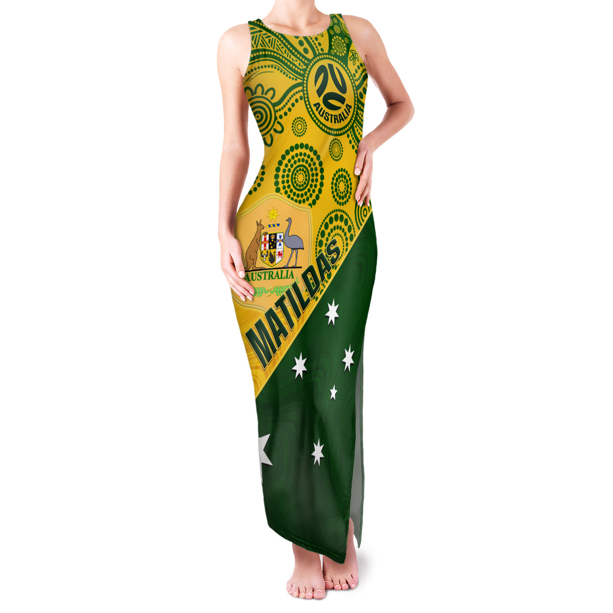 matildas-soccer-family-matching-tank-maxi-dress-and-hawaiian-shirt-australian-indigenous-national-color