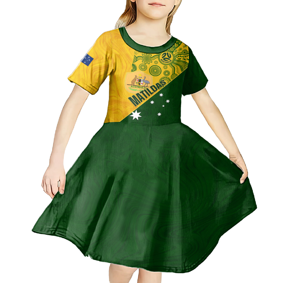 matildas-soccer-kid-short-sleeve-dress-australian-indigenous-national-color