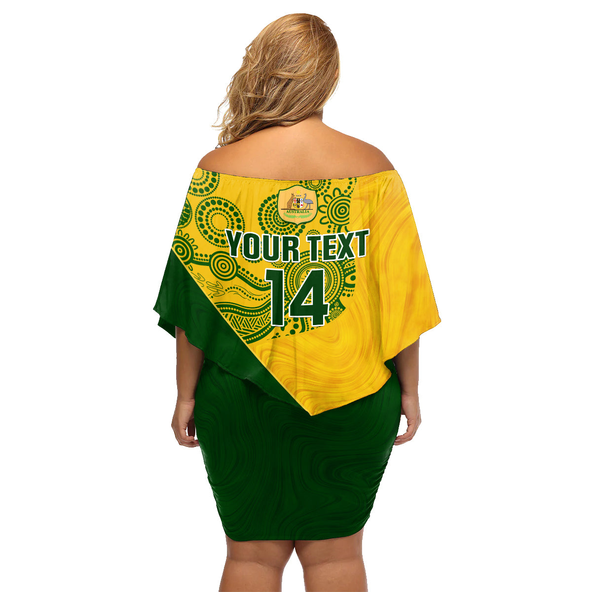 custom-matildas-soccer-family-matching-off-shoulder-short-dress-and-hawaiian-shirt-australian-indigenous-national-color