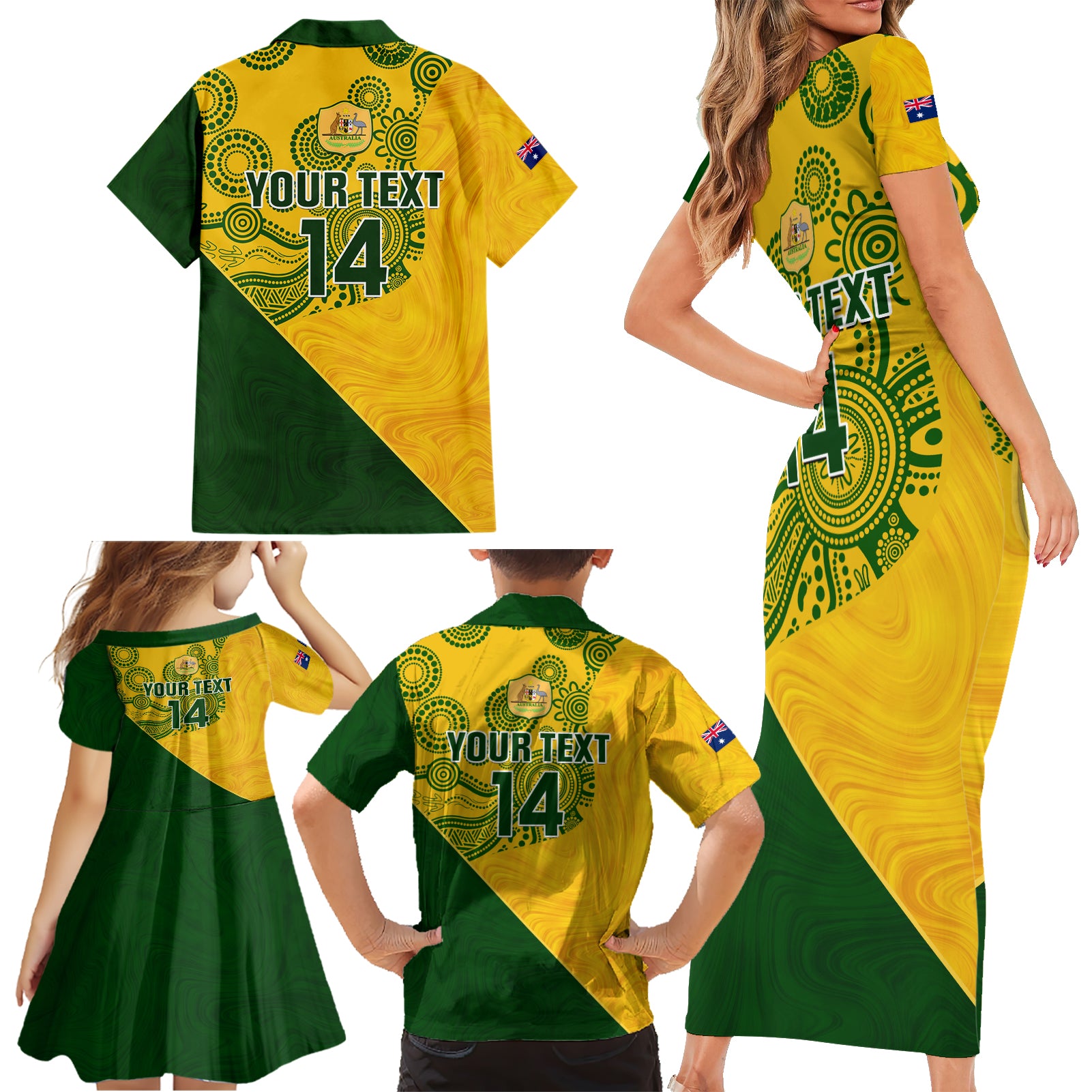 custom-matildas-soccer-family-matching-short-sleeve-bodycon-dress-and-hawaiian-shirt-australian-indigenous-national-color