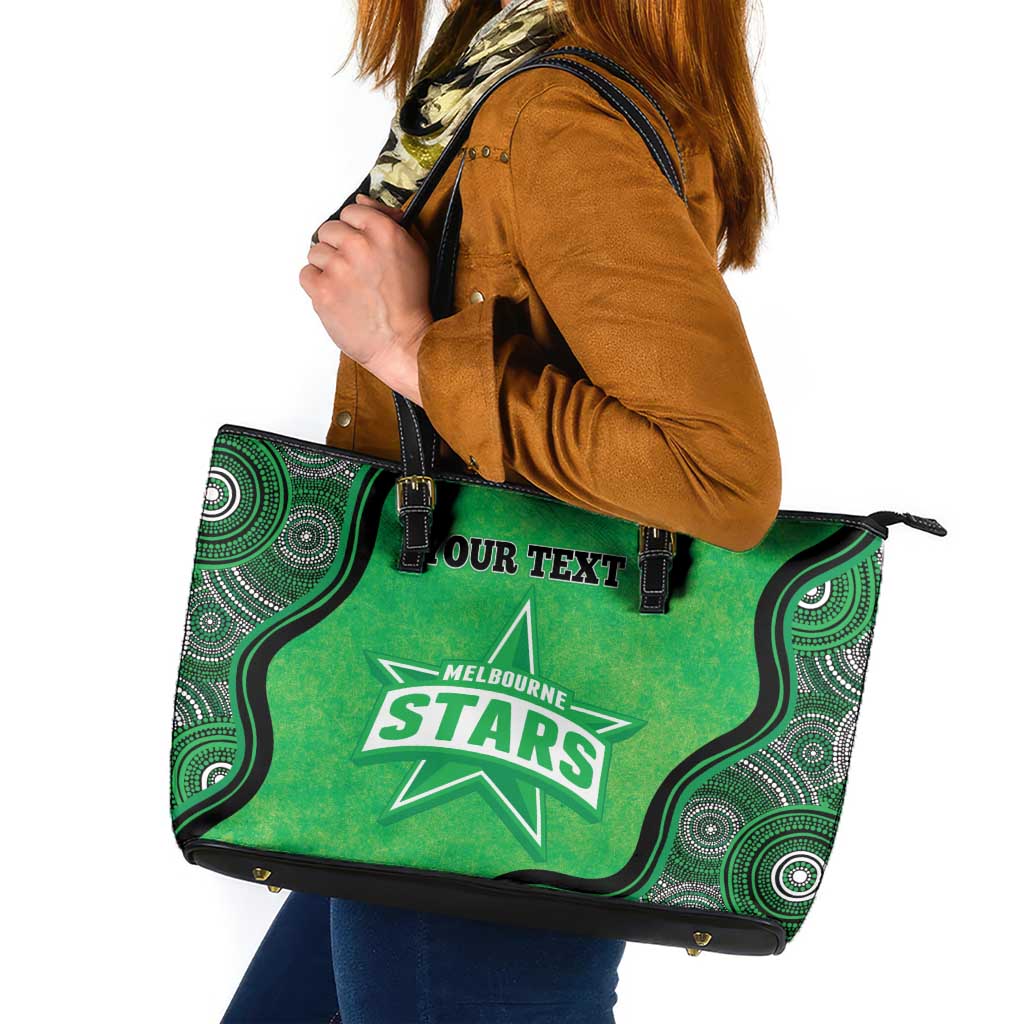 Custom Melbourne Stars Leather Tote Bag Indigenous Art - Grunge Style