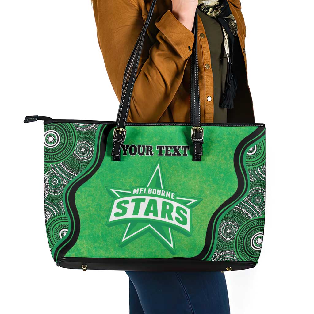 Custom Melbourne Stars Leather Tote Bag Indigenous Art - Grunge Style