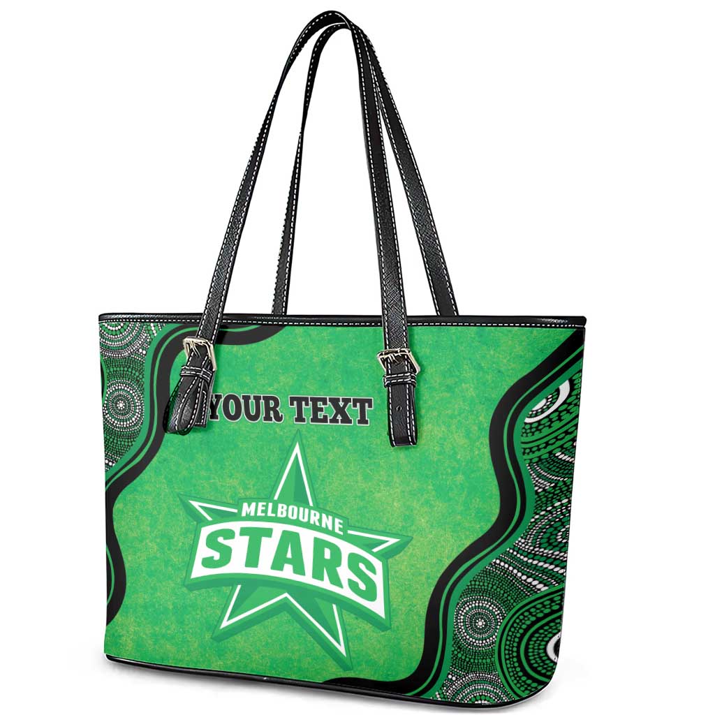 Custom Melbourne Stars Leather Tote Bag Indigenous Art - Grunge Style