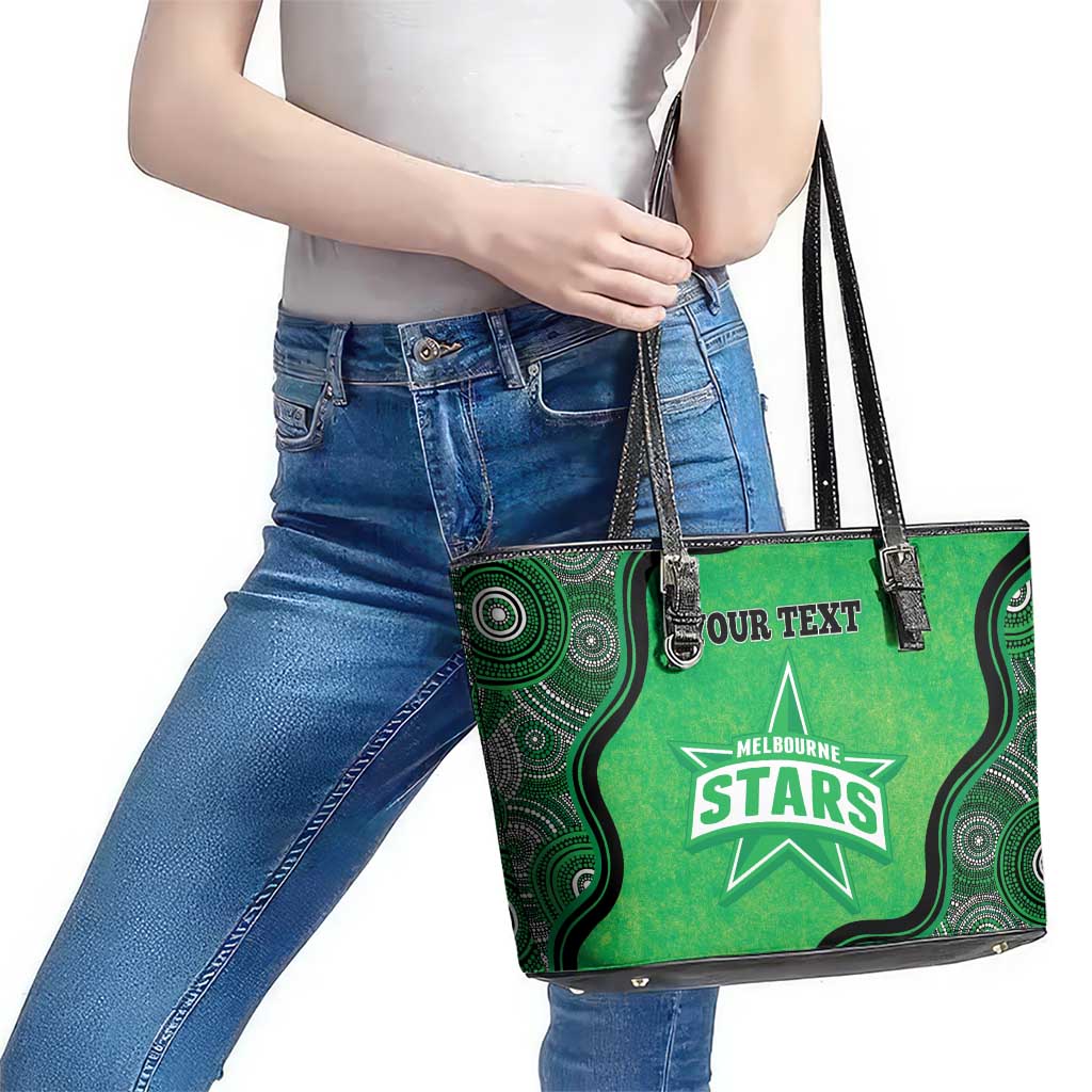 Custom Melbourne Stars Leather Tote Bag Indigenous Art - Grunge Style