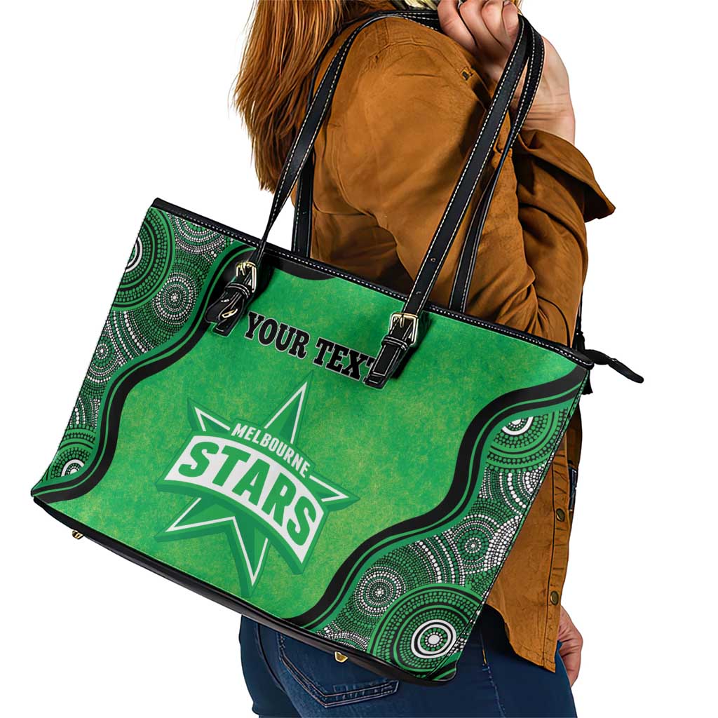 Custom Melbourne Stars Leather Tote Bag Indigenous Art - Grunge Style