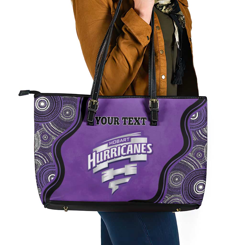 Custom Hobart Hurricanes Leather Tote Bag Indigenous Art - Grunge Style