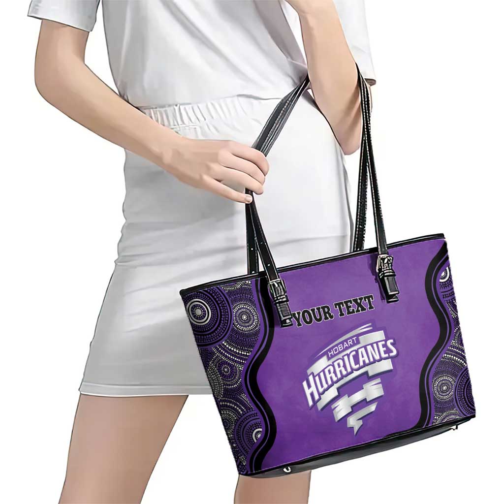 Custom Hobart Hurricanes Leather Tote Bag Indigenous Art - Grunge Style