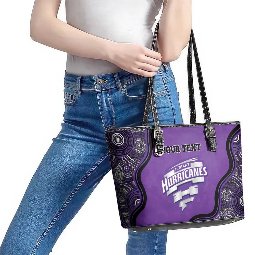 Custom Hobart Hurricanes Leather Tote Bag Indigenous Art - Grunge Style