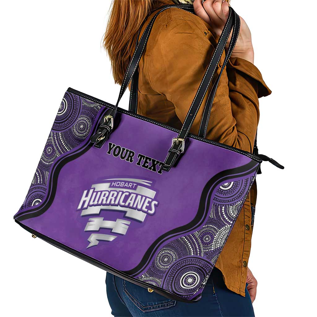 Custom Hobart Hurricanes Leather Tote Bag Indigenous Art - Grunge Style