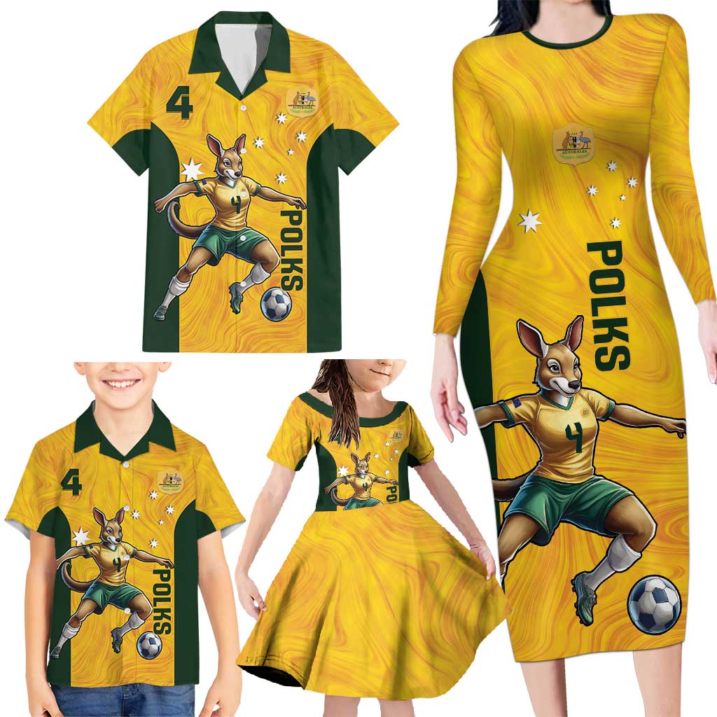 Polkinghorne Australia Matildas Family Matching Long Sleeve Bodycon Dress and Hawaiian Shirt 2024 Thank You Polks