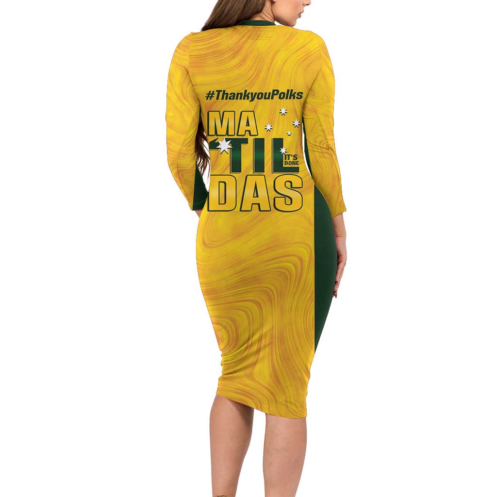 Polkinghorne Australia Matildas Family Matching Long Sleeve Bodycon Dress and Hawaiian Shirt 2024 Thank You Polks