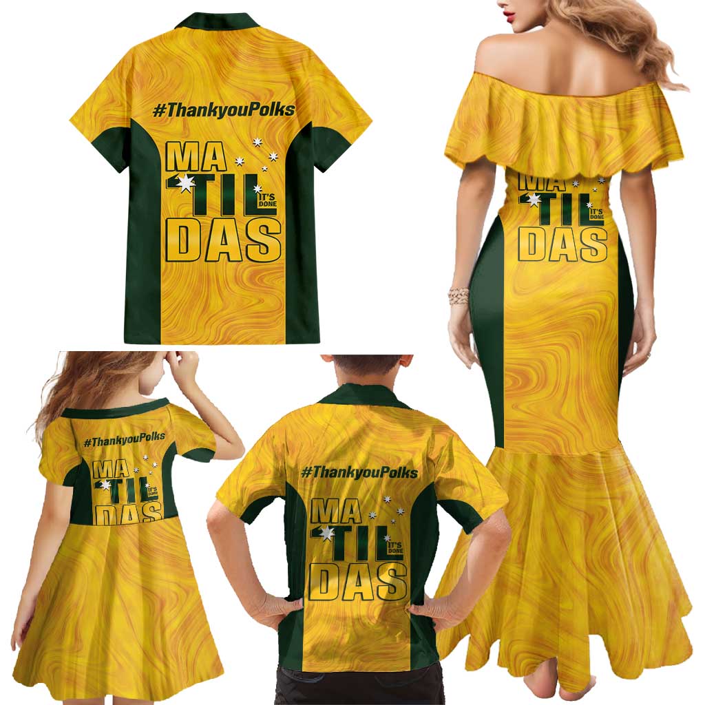 Polkinghorne Australia Matildas Family Matching Mermaid Dress and Hawaiian Shirt 2024 Thank You Polks