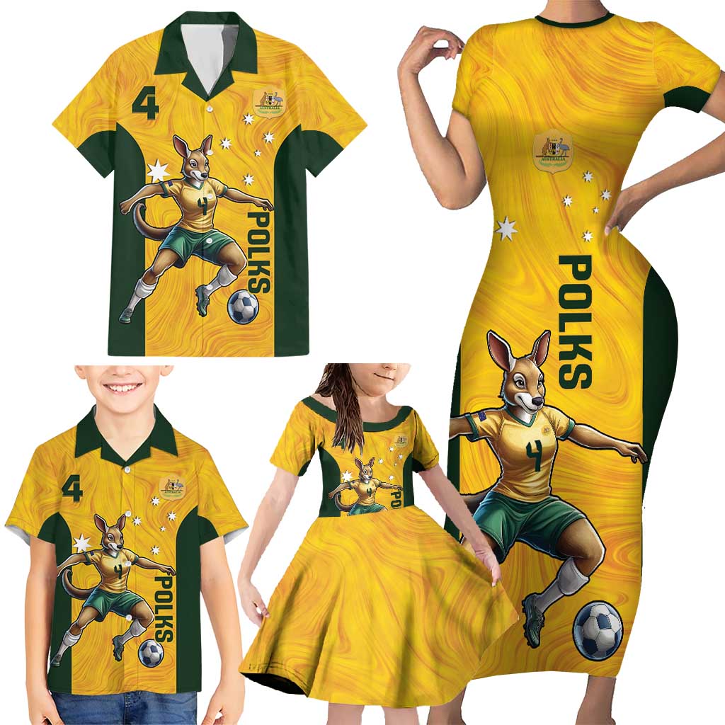 Polkinghorne Australia Matildas Family Matching Short Sleeve Bodycon Dress and Hawaiian Shirt 2024 Thank You Polks