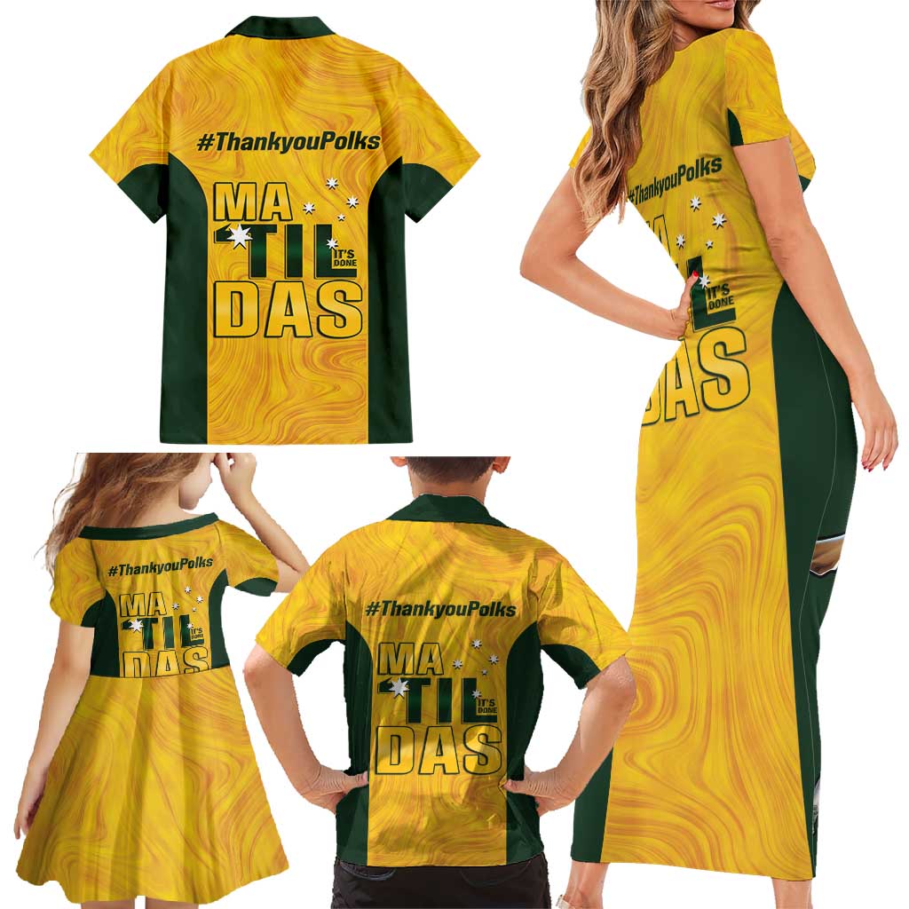 Polkinghorne Australia Matildas Family Matching Short Sleeve Bodycon Dress and Hawaiian Shirt 2024 Thank You Polks