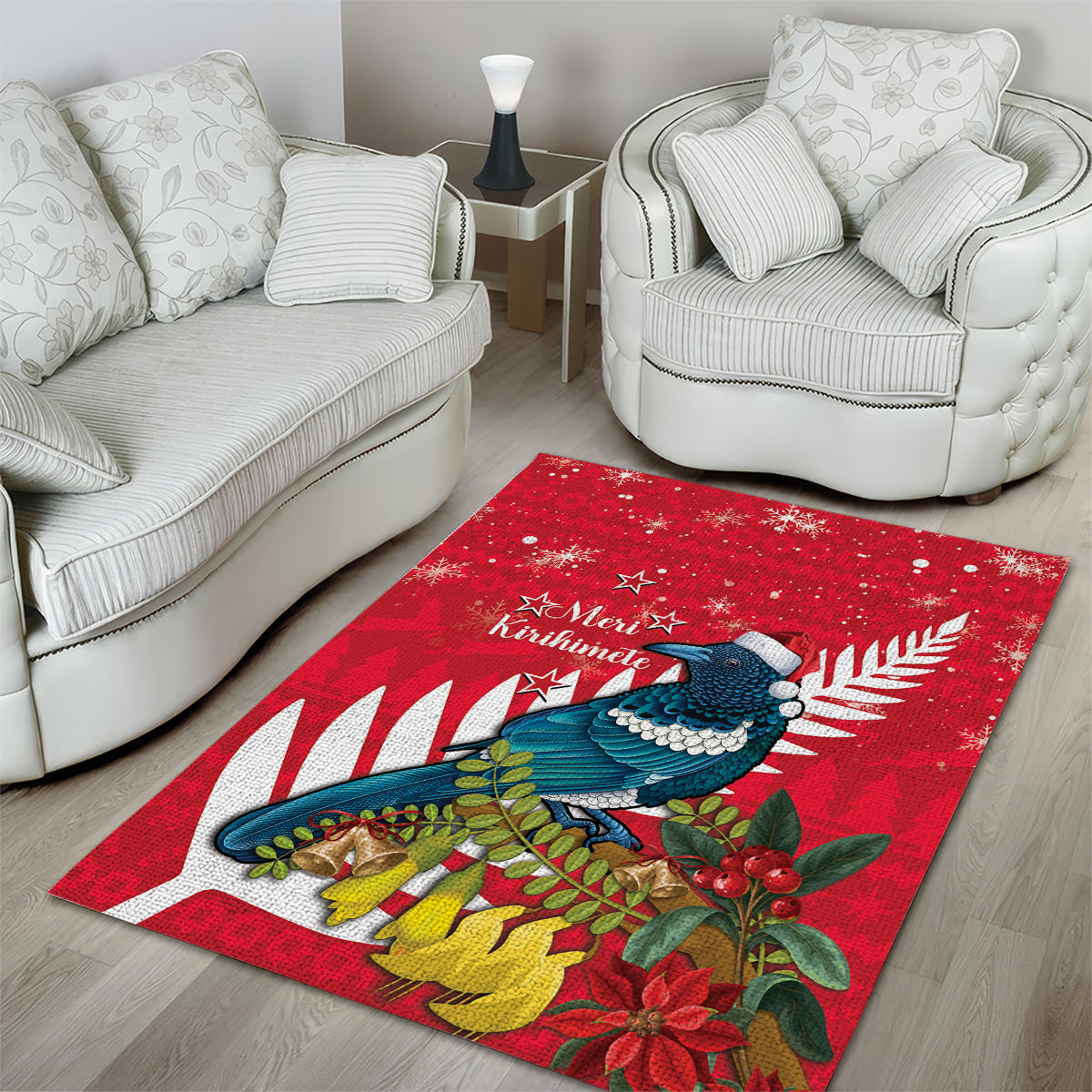 New Zealand Christmas In July Area Rug Tui Bird With Kowhai Meri Kirihimete