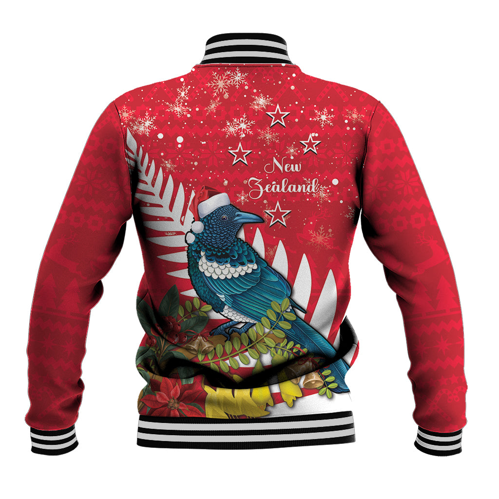 New Zealand Christmas In July Baseball Jacket Tui Bird With Kowhai Meri Kirihimete