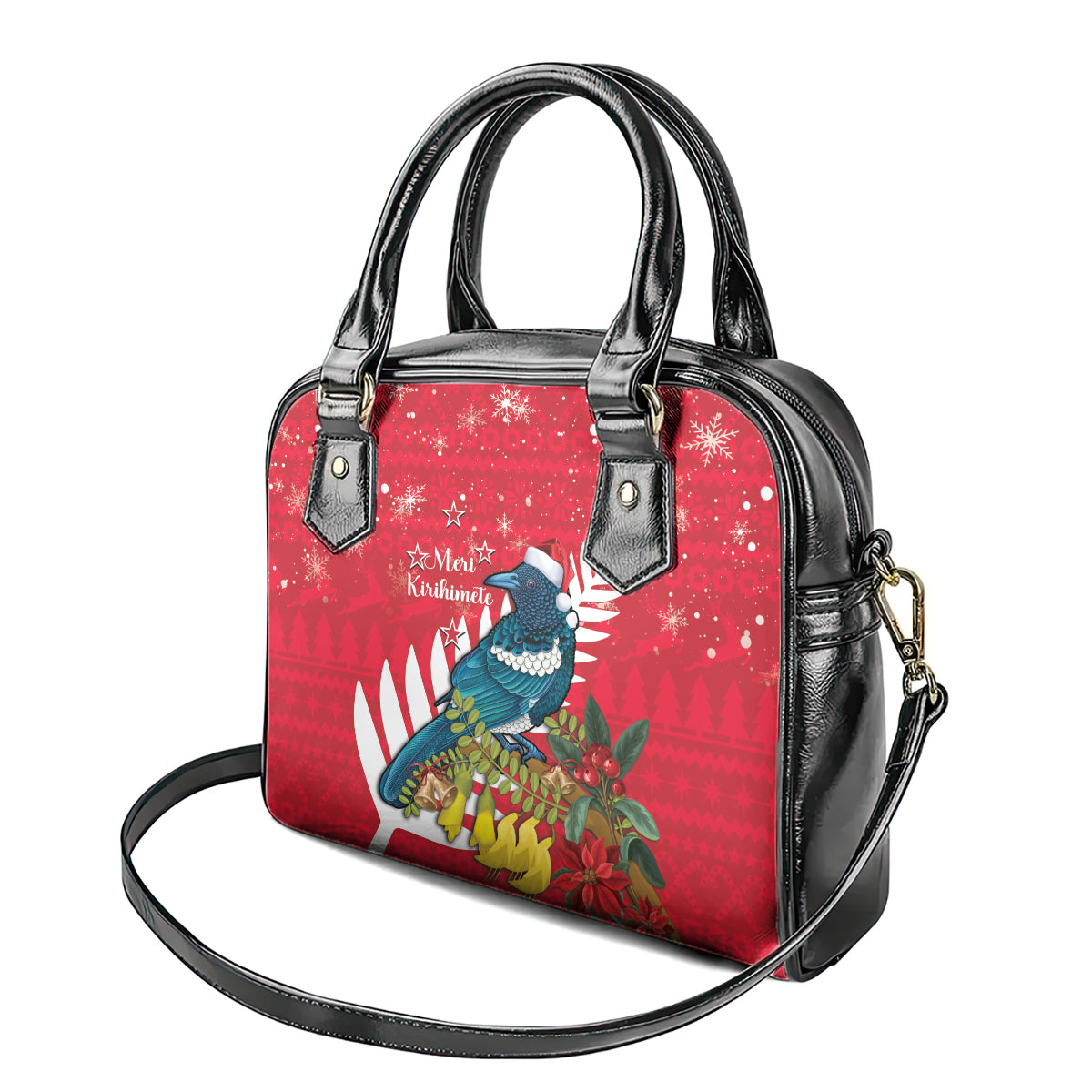 New Zealand Christmas In July Shoulder Handbag Tui Bird With Kowhai Meri Kirihimete