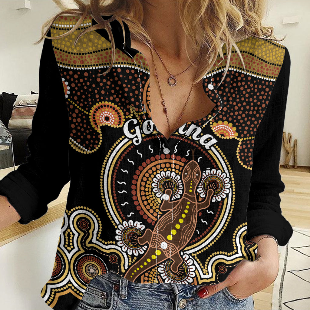 Personalised Australian Astrology Women Casual Shirt Aboriginal Goanna Zodiac Sign LT14